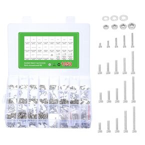 uxcell Hex Socket Bolts Kits (M1.4 M1.6 M2 M2.5), 304 Stainless Steel Hex Socket Drive Screw, Silver Tone