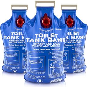 Toilet Tank Bank Insert 3-Pack, Water-Saving Device, Saves 95+ Ounces Per Flush, Brick and Bottle Alternative, for Less Efficient Older Toilets to Save Water