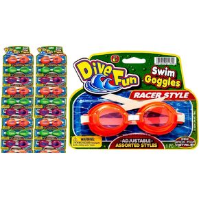 2GoodShop JA-RU Dive Fun Kids Swimming Goggles Racing Style (24 pieces, Assorted Color) Children Adjustable Swim Goggles for Boys & Girls. Water Proof Swimming Pool Equipment & Accessories. 1170-24p