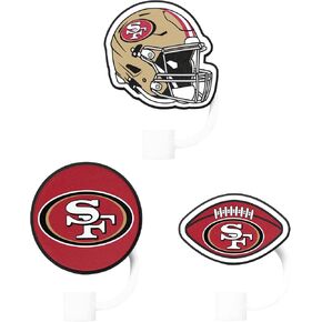 FOCO San Francisco 49ers NFL 3 Pack Primary Logo Straw Toppers