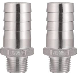 Stainless Steel Hose Barb Fitting,1" Hose Barb to 1/2" Male NPT, for Water Fuel Air (Pack of 2)