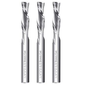 3PCS Carbide Spiral Downcut Router Bits 1/4 inch Shank 1/4" Cutting Diameter, Solid Carbide Router Bit for Woodwork CNC Router Bit Engraving Carving Mortise Groove Tools