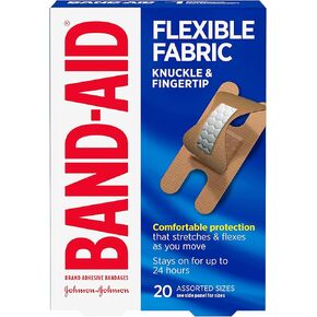 Band-Aid Brand Flexible Fabric Adhesive Bandages for Wound Care and First Aid, Finger and Knuckle, 20 ct (Pack of 6)