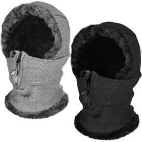 Panitay 2 قطعة الرجال النساء بالاكلافا قبعة أفخم مبطنة بالاكلافا مقنعين الرقبة أدفأ الطقس البارد هود وشاح التزلج الثلوج قبعة صغيرة قبعة الشتاء مقنعين in Kuwait