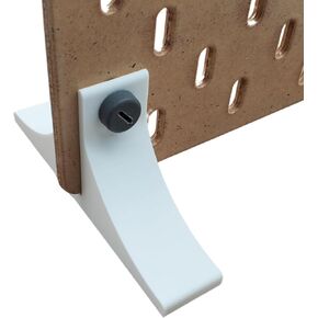 Just Hanging, Pegboard Secure Desktop Support Stand, Compatible with IKEA SKADIS pegboards. Pegboard Accessories for Home Office, Craft Fairs, Screws not Included. (Matte White)