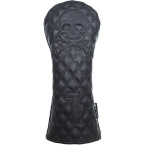 Skull and Crossbones Golf Club Head Covers Skeleton for Driver, Fairway Wood and Hybrid Soft Synthetic PU Leather Diamond Pattern Design Headcovers
