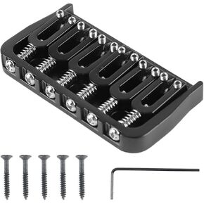 6 String Electric Guitar Fixed Bridge, Metal Fixed Hardtail Saddle Bridge Top Load Guitar Tailpiece Guitar Fixed Bridge Replacement Non-tremolo Electric Guitar Bridge TeleGuitar Replacement(Black)