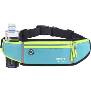 حزم الخصر، 19.7 بوصة × 4.3 بوصة حقيبة خصر من جلد البولي يوريثان الأزرق 4 جيوب للرياضة والجري والسفر والخارج (أزرق) in Kuwait