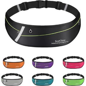 Slim Running Belt Fanny Packs for Women Men,Water Bottle Holder Hydration Fanny Pouch,Waterproof Sport Waist Pack with Reflective Strip,Runner Belt Bag for Running Cycling Camping Gym (Black)
