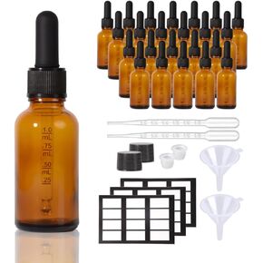 24 Pack, Glass Dropper Bottles 1oz for Oil with Small Funnel,Small Travel Containers Tincture Bottles with Dropper