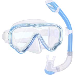 Snorkel Set for Adults and Kids, Snorkeling Gear Anti-Fog Swim Mask Dry Top Snorkel Kit with Carry Bag, Snorkeling Scuba Diving Swimming Travel