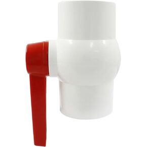 1 Pcs 2-1/2" PVC Ball Valve Water Pipe Shut-off Valve Socket with Red T-Handle for Cold Water Supply Lines - Durable and Efficient
