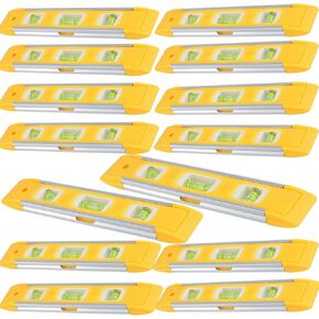 HAKZEON 14 PCS 9 Inch Yellow Magnetic Torpedo Level, Plastic Shell Bubble Level Tool, Spirit Level Measuring Tool with 45/90/180 Degree Bubbles for Measurements