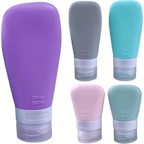 5-Pack Squeeze Salad Dressing Bottles, Leak Proof Food Storage Sauce Bottles Sauce Bottles, Portable Small Salad Dressing Containers,Food-grade Silicone- 5 Colors(1.3oz、2 oz and 3 oz)