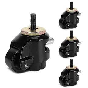 Leveling Stem Caster, Set of 4 Heavy Duty Retractable Thread Stem Casters Swivel Wheel Castor for Workbench Furniture Equipment Machine (Black)