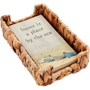 Mud Pie Watercolor Beach Guest Napkin, Napkin 7 3/4" x 4" | Basket 8 1/2" x 5 1/2"