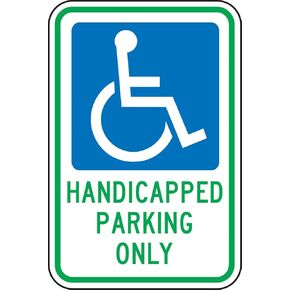 Accuform FRA217RA Engineer-Grade Reflective Aluminum Handicapped Parking Sign (Federal), Legend "Handicapped Parking ONLY" with Graphic, 18" Length x 12" Width x 0.080" Thickness, Green/Blue on White