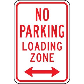 Accuform FRP174RA Engineer-Grade Reflective Aluminum Parking Sign (MUTCD R7-6), Legend "NO Parking Loading Zone (Double Arrow)", 18" Length x 12" Width x 0.080" Thickness, Red on White