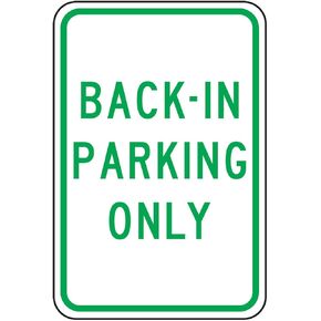 Accuform FRP278RA Engineer-Grade Reflective Aluminum Parking Sign, Legend "Back-in Parking ONLY", 18" Length x 12" Width x 0.080" Thickness, Green on White