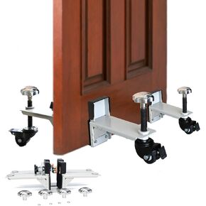 2-in-1 Heavy Door Installation Dolly with Rotating Wheels, White Hands-Free Door Dolly, Single Operator Door Lifter/Door Dolly for 5/8" to 2-1/4" Thick Pre-Hung, Slab & Front Doors Up to 800Lbs