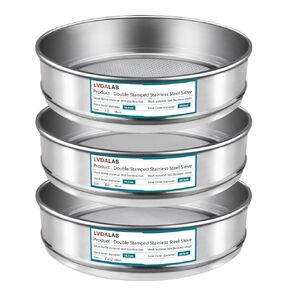 3 Pack 304 Stainless Steel Mesh Lab Sieves, 200mesh 0.075mm, 80 Mesh 0.2mm, 10 Mesh 2mm Aperture Test Sieve,7.9in/20cm Dia Economy Test Sieve for Industrial Laboratory Homes