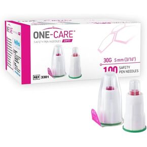 ONE-CARE Opti Safety Pen Tips 30G x 5 mm - Extra-Thin Wall Technology, Universal Fit Design - Box of 100