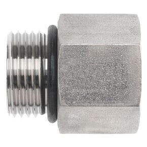 Brennan Industries 6410-14-12-O Steel Straight Reducer, 1-3/16"-12 SAE ORB x 1-1/16"-12 SAE ORB Thread, Male O-Ring Boss x Female O-Ring Boss