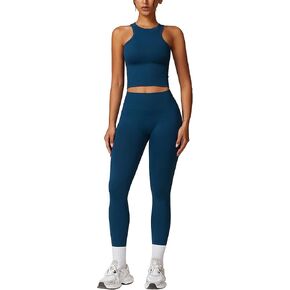 Gym clothes for woman set Racer-back Tank Top and Tummy Control Leggings Yoga sets for women 2 piece