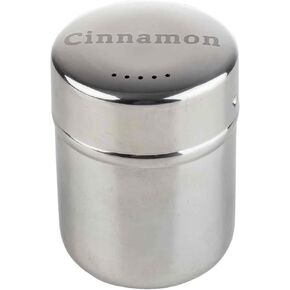 Tablecraft Stainless Steel Cinnamon Shaker | 6 oz Coffee Flavoring Container Ideal for Beverage Bars, Baking and Kitchen Use | Home, Café, Foodservice & Coffee Bar Use | Engraved Label Dispensers