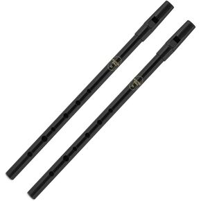 Feadog Set of 2 Brass Traditional Irish Whistle in the Key of D and C Made in Ireland Musical intrument Present (Black Key D)