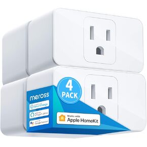 meross Smart Plug Mini, 15A & Reliable Wi-Fi, Support Apple HomeKit, Siri, Alexa, Echo, Google Assistant and Nest Hub, App Control, Timer, No Hub Needed, 2.4G WiFi Only, 4 Pack