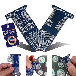 Hexsizer Inch & Metric Hex Nut and Bolt Size Gauge Tool - مقياس ألومنيوم مضغوط ، متين لقياس السحابات المتري ، والمكسرات ، والأزرار ، والبراغي في الوحدات الإمبراطورية والمتري.