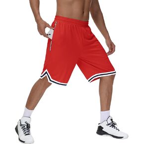 JWM Men's 11" Long Basketball Shorts - Below Knee Mesh Athletic Gym Workout Sport with Zip Pockets Quick Dry Lightweight