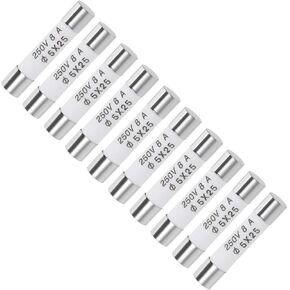 uxcell Ceramic Cartridge Fuses 8A 250V 5x25mm Fast Blow Replacement for Stereo Audio Alarm Amplifier Ceramic Fuses 10pcs