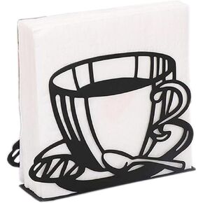 MIAO JIN Coffee Napkin Holder Kitchen Napkin holder Bar Cafe Restaurant Black stainless steel napkin holder for cocktail farmhouse napkin(coffee cup)
