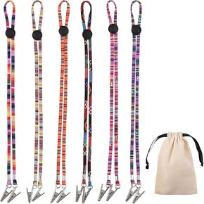 6PCS Folk Style Napkin Clip Adjustable Adult Dining Bib and Napkin Clip Dental Bib Clip Elder Dining Bib Clip With Organizer Bag