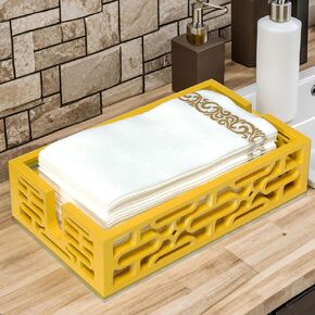 Wood Napkin Holder Bathroom Tray - Hand Towels and Guest Flat Paper - Mid Century Modern Retro Decor Ideal for Dinner Parties, Versatile Use in Bathroom、Kitchen, Bedroom - Unique Gift from 1950s 1960s