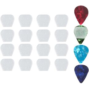 16pcs Guitar Picks Grips, Large Silicone Soft Grips with 4 Guitar Picks, Resuable Anti slip and Self-Adhesive, Help You Holding the Guitar Picks Tightly