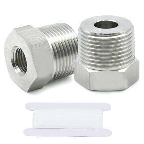 VIKKSAER 2 قطعة 3/4 بوصة ذكر NPT X 1/4 بوصة أنثى NPT تقليل تركيب محول الأنابيب، جلبة سداسية من الفولاذ المقاوم للصدأ لربط الأنابيب الصناعية (3/4" MNPT x 1/4" FNPT)