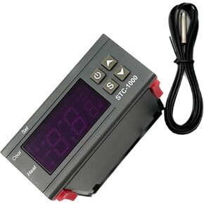 FainWan STC-1000 DC 110V-220V 10A Microcomputer Digital Display Temperature Controller Thermostat Control Switch 2 Relay Output Cooling Heating and NTC 10K Thermistor Sensors Temperature Probe