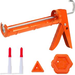Holothurian Caulking Gun, Caulk Gun No Drip,Sealant Finishing Tool Grout Scraper for Kitchen Bathroom Window Sink Joint, 1/10 Gallon Cartridge, 10:1 Thrust Ratio