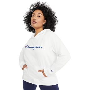 Champion Women's T-Shirt Hoodie, Mid-weight Hooded Jersey Knit Pullover, Jersey Hoodie, Script