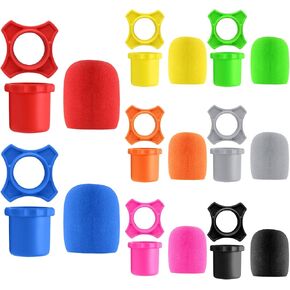 Murtenze 8 Set Shakeproof Anti-Rolling Wireless Handheld Protection Silicone Ring, Colorful Microphone Foam Windscreen Covers, Bottom Rod Sleeve Holder for KTV,Studio, Performance, Speech(8 Colors)