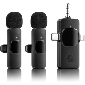 3 in 1 Professional Noise Cancelling Wireless Lavalier Microphone – Great for iPhone, Android, Camera, Lighting, 3.5mm, USB-C with 7Hr Battery – Ideal for Influencers for YouTube, Vlog, TikTok