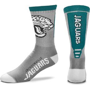 FBF - NFL Adult Team Logo Cool Grey Jump Key Crew Dress Socks Footwear For Men And Women Game Day Apparel Size Large 10-13 - Jacksonville Jaguars