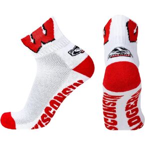 Wisconsin Badgers Quarter Heel-Toe Sock, Red_White, One Size