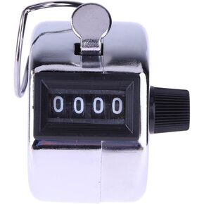2 Pack 4-Digit Counters Hand Counter Pedometers Quantities Piece Counter Clicker Visitor Counter Mechanical, Silver