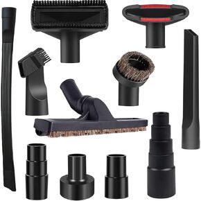 11 PCS Universal Vacuum Attachments Kit for Shop Vac Accessories - Includes Horse Hair Vacuum Brush, Floor Brush, Crevice Tool, and Hose Adapters for 2 1/2" to 1 1/4" & 1 7/8" to 1" Hoses