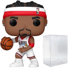 POP NBA: Legends - Allen Iverson (Sixers Home Jersey) Funko Vinyl Figure (Bundled with Compatible Box Protector Case), Multicolor, 3.75 inches
