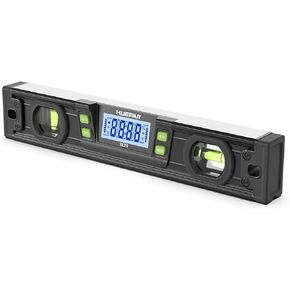 Huepar 10-Inch Digital Torpedo Level and Protractor, 8 functions Electronic Bubble Inclinometer, Bright LCD Display, Strong magnetic V-Groove Base Soft Rubber Handle & Carrying Bag